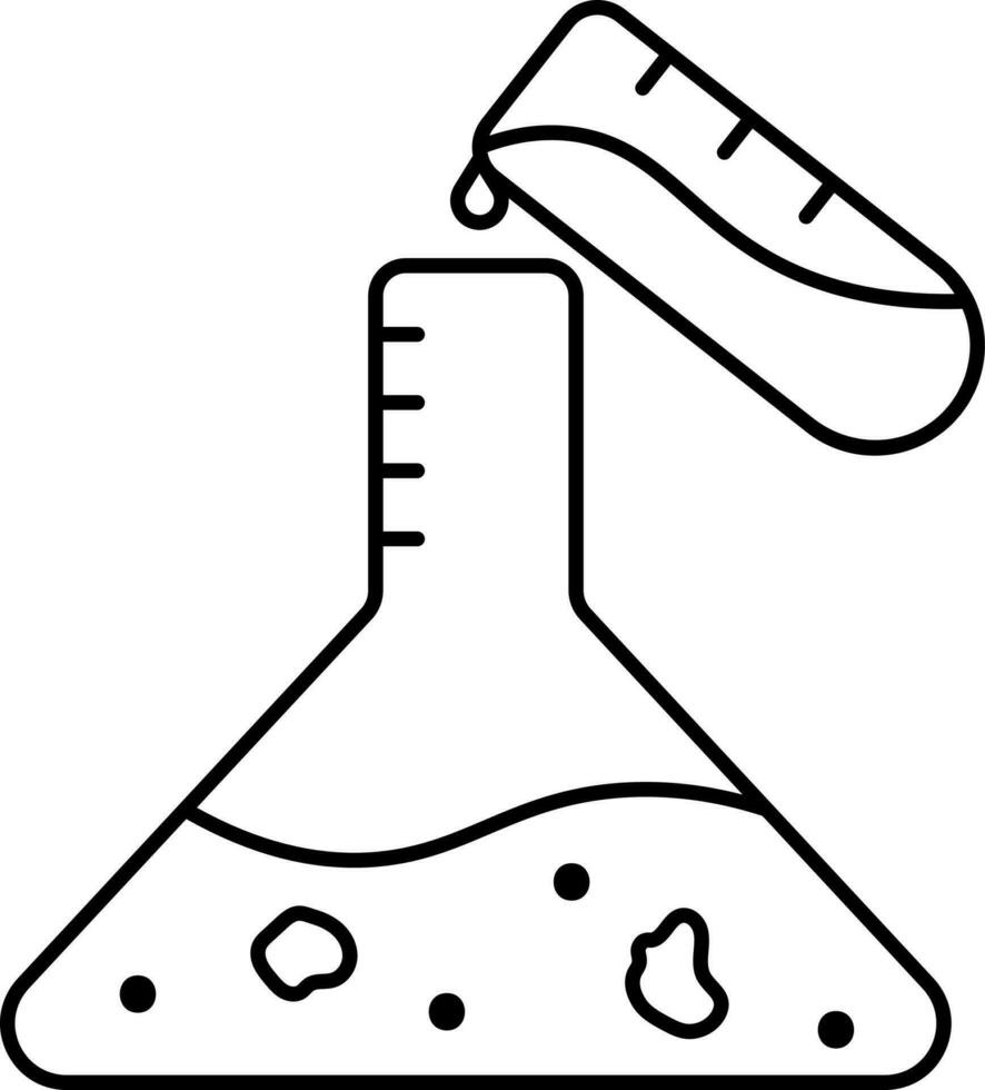 Test Tube Falling Liquid In Flask Line Art Icon. vector