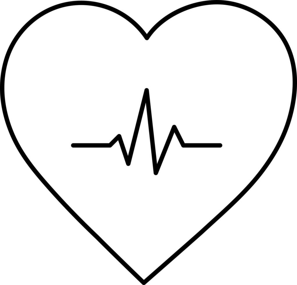 Isolated Heart With Pulse Line Icon In Line Art. vector