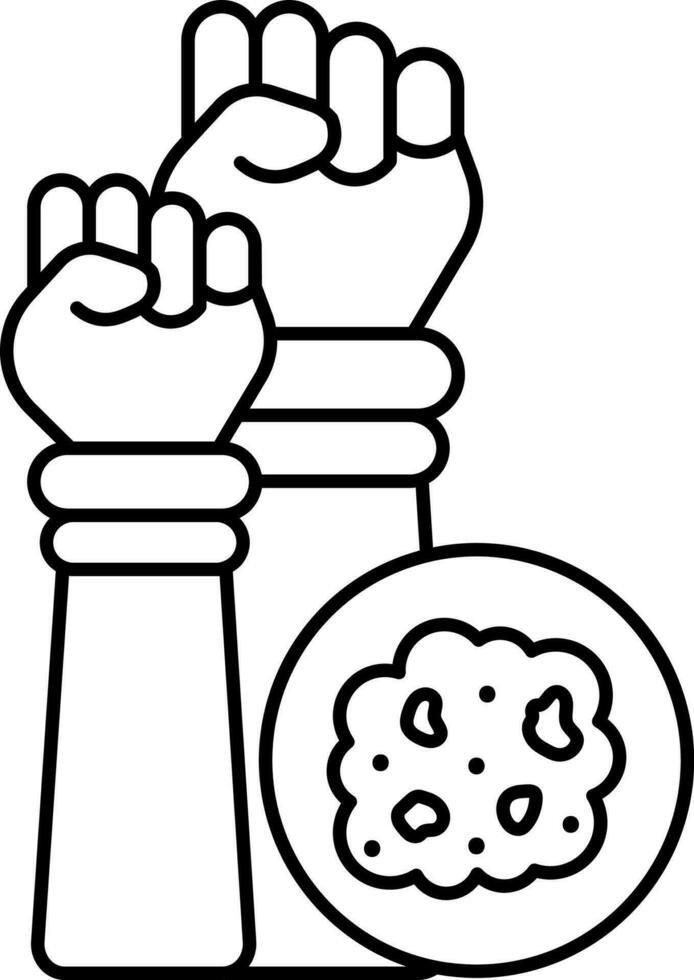 Fight Disease Hands Up Icon In Linear Style. vector