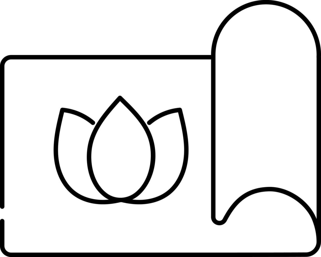 Isolated Yoga Mat Icon In Line Art. vector