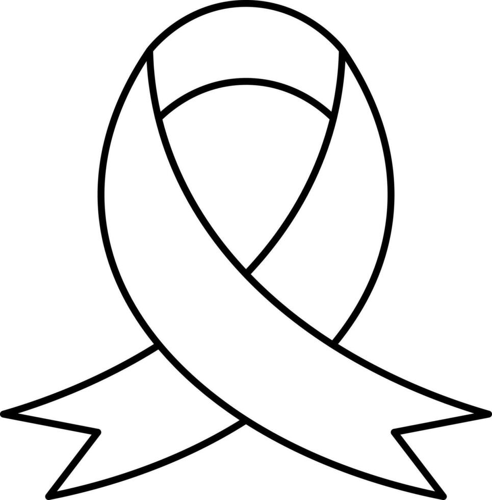 Awareness Ribbon Black Stroke Icon. vector