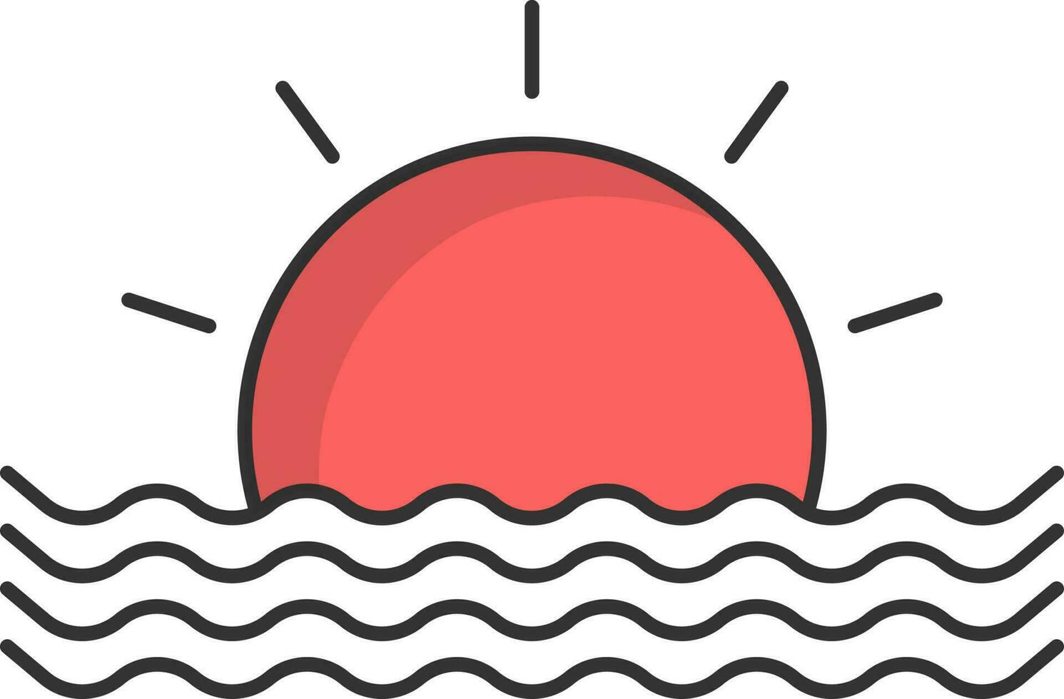 Sunrise Or Sunset Icon In Flat Style. vector