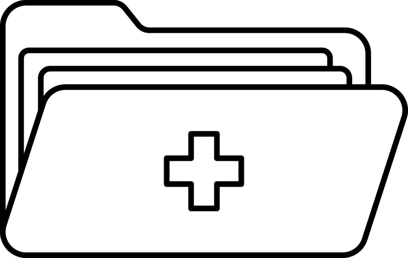 Medical Folder Black Stroke Icon. vector