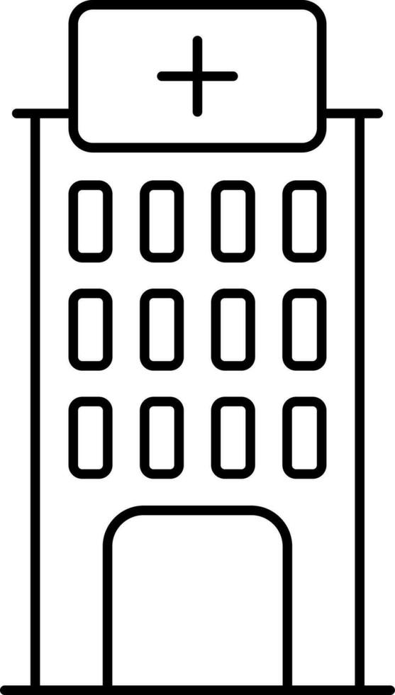 Hospital Building Icon In Thin Line Art. vector