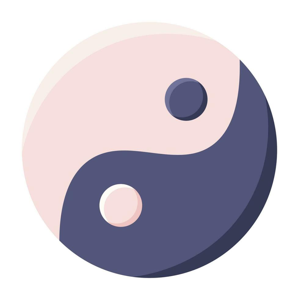 aislado yin yang pegatina o icono en plano diseño. vector