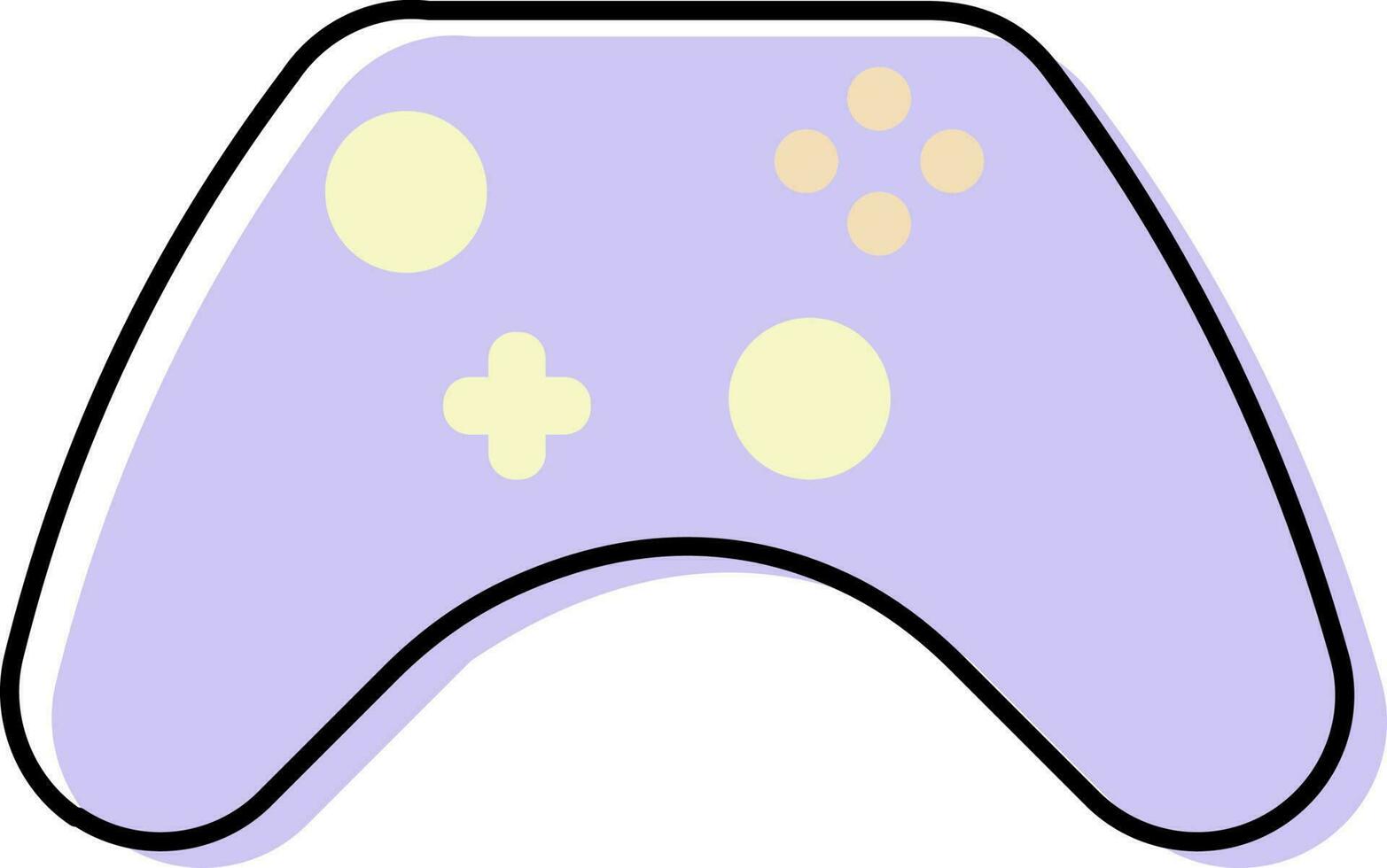 amarillo y púrpura vídeo juego controlador plano icono. vector