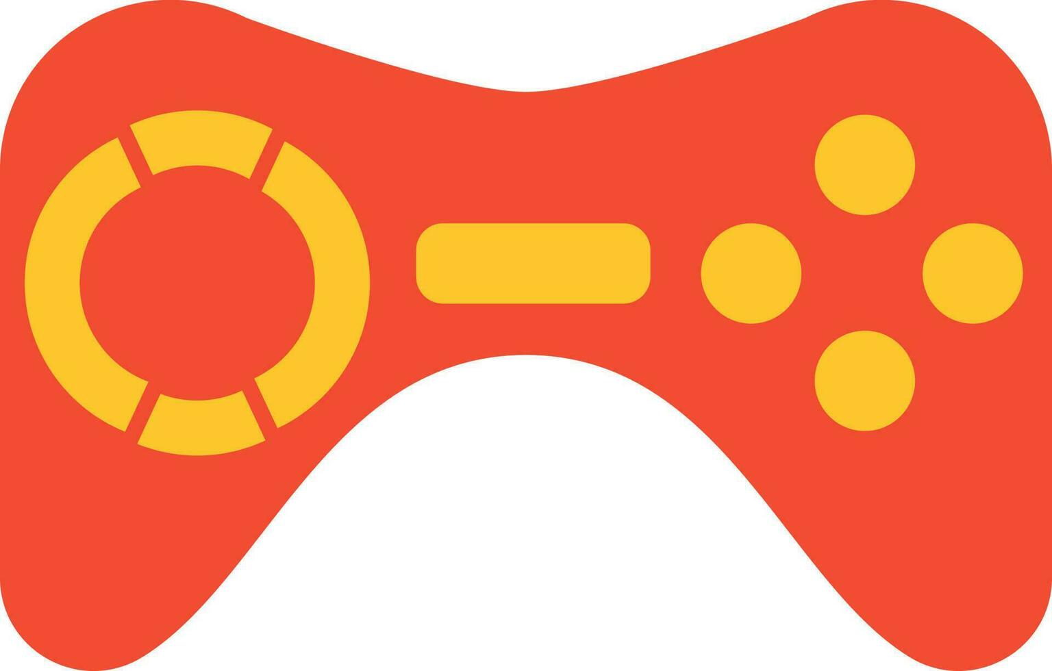 plano estilo vídeo juego controlador rojo y amarillo icono. vector