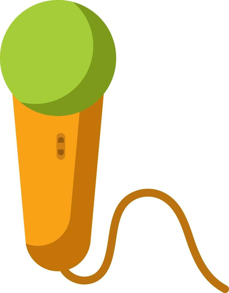 Flat Style Microphone Icon In Green And Orange Color. vector