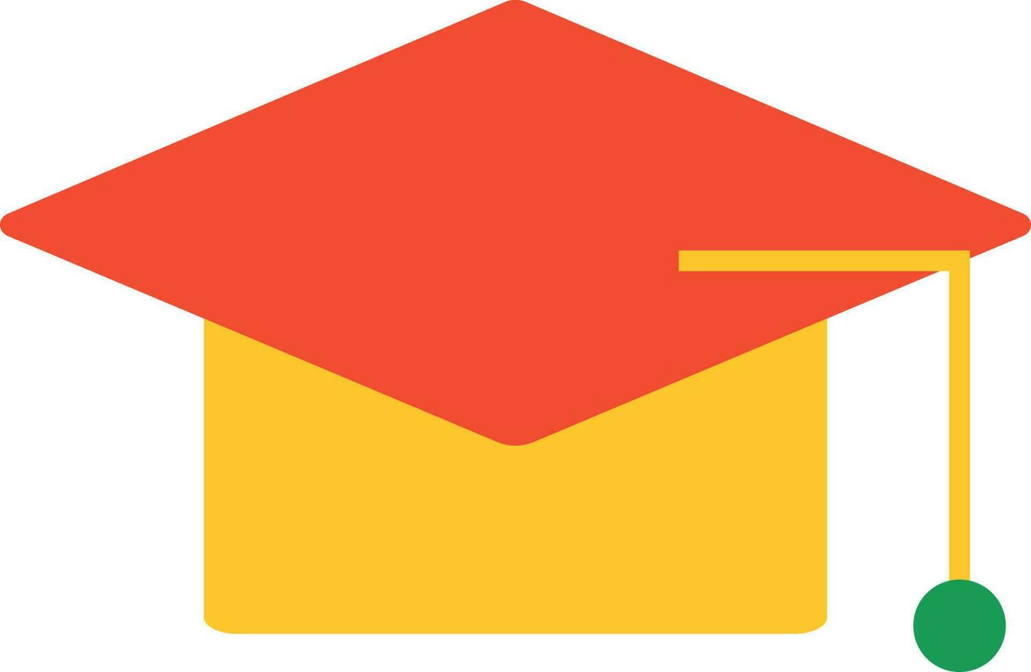 Flat Style Graduation Cap Icon In Yellow And Red Color. vector