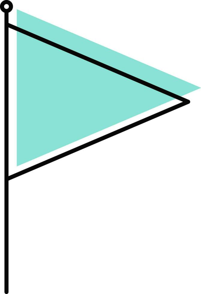 Isolated Turquoise Triangle Flag Doodle Icon. vector