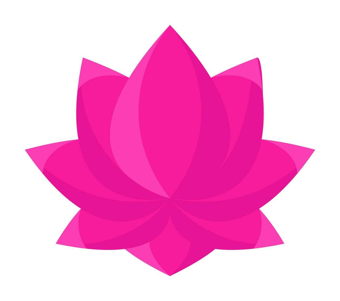 Isolated Sticker Of Lotus Flower In Pink Color. vector