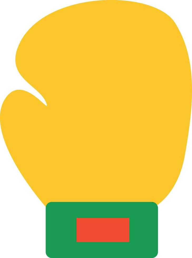 Yellow Boxing Glove Icon In Flat Style. vector