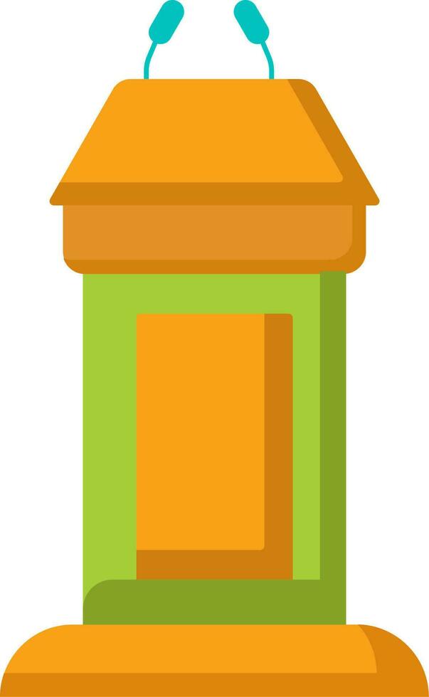 Flat Mic Podium Orange And Green Icon. vector