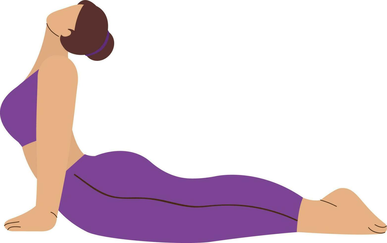 Faceless Young Lady Practice Urdhva Mukha Svanasana Illustration OOn Floor. vector