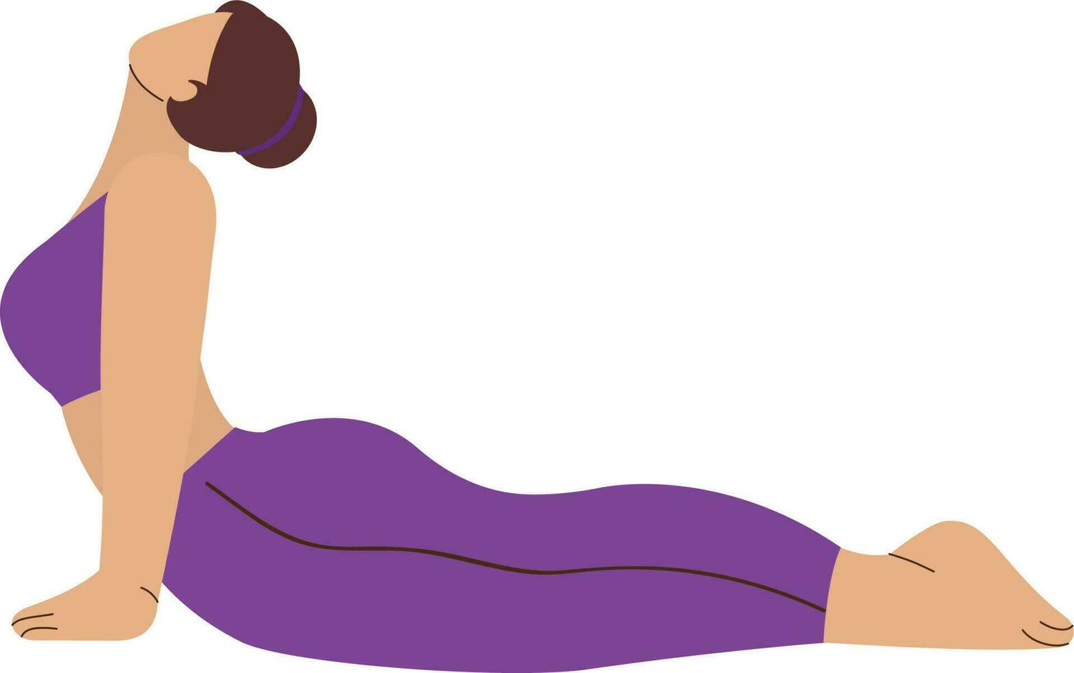 sin rostro joven dama práctica urdhva mukha svanasana ilustración oon piso. vector