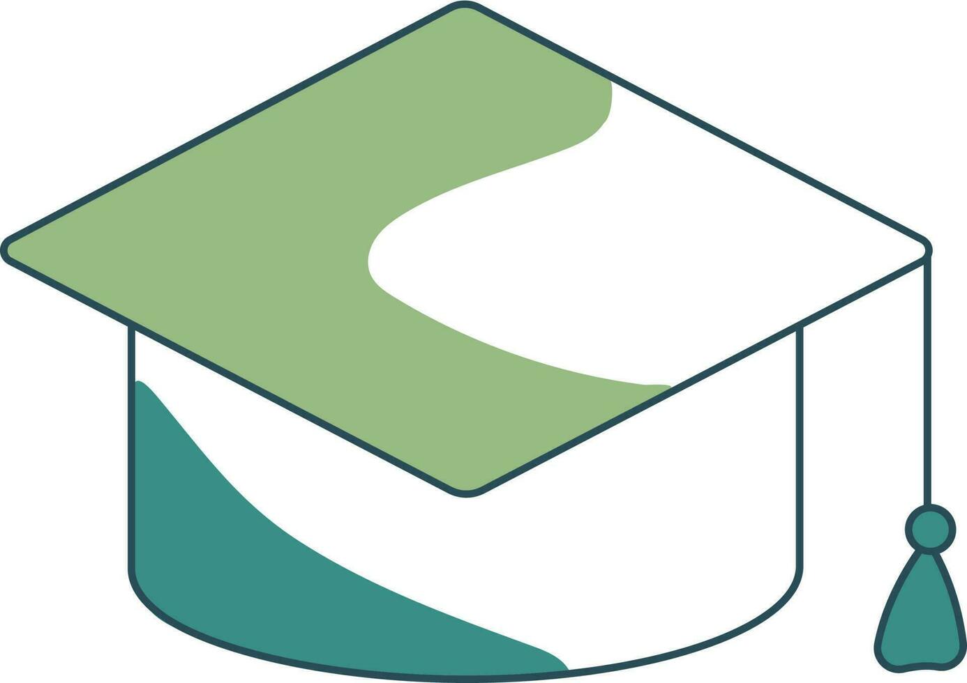 Green And White Graduation Cap Flat Icon. vector