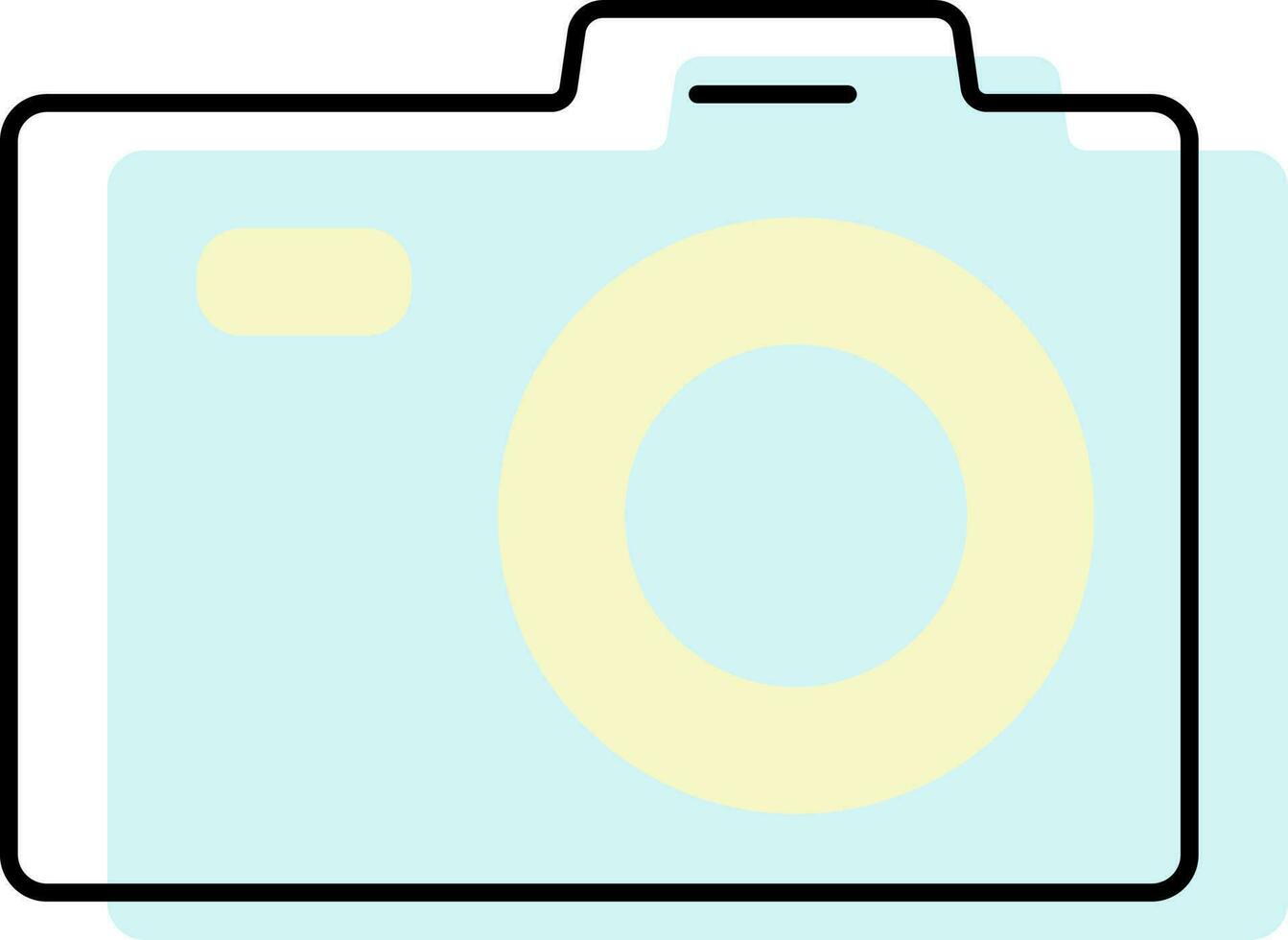 Blue And Yellow Camera Icon In Flat Style. vector