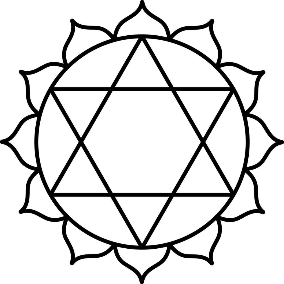 Illustration Of Anahata Symbol Icon In Thin Line Art. vector