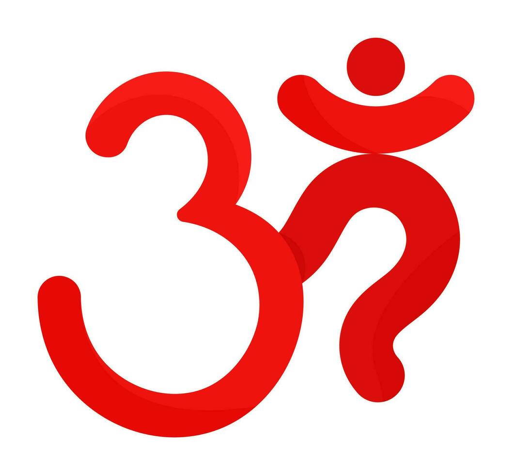 Isolated Om Sticker Or Symbol In Red Color. vector