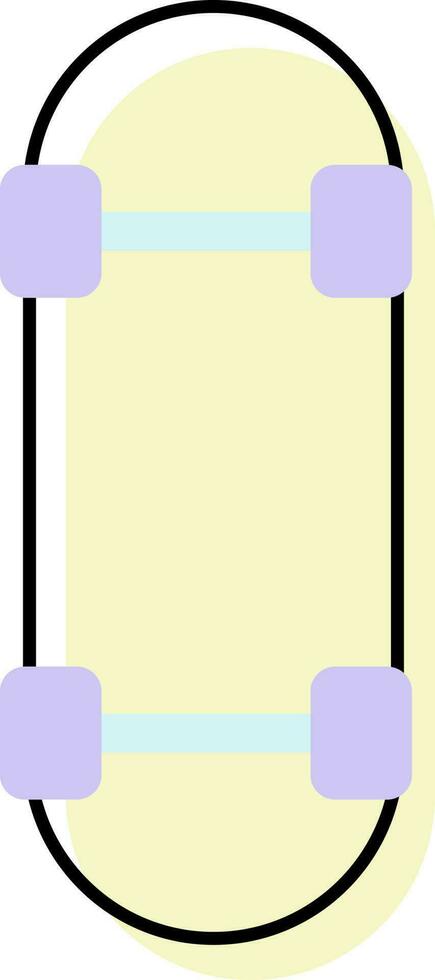 Yellow Skate Board Icon In Flat Style. vector