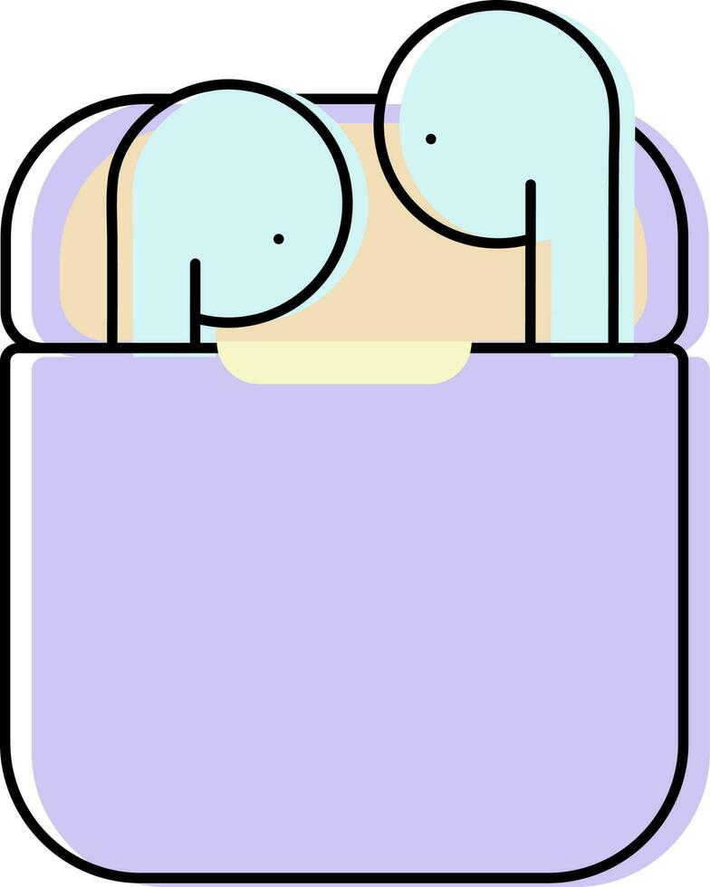 Earpod Box Flat Icon In Purple Color. vector
