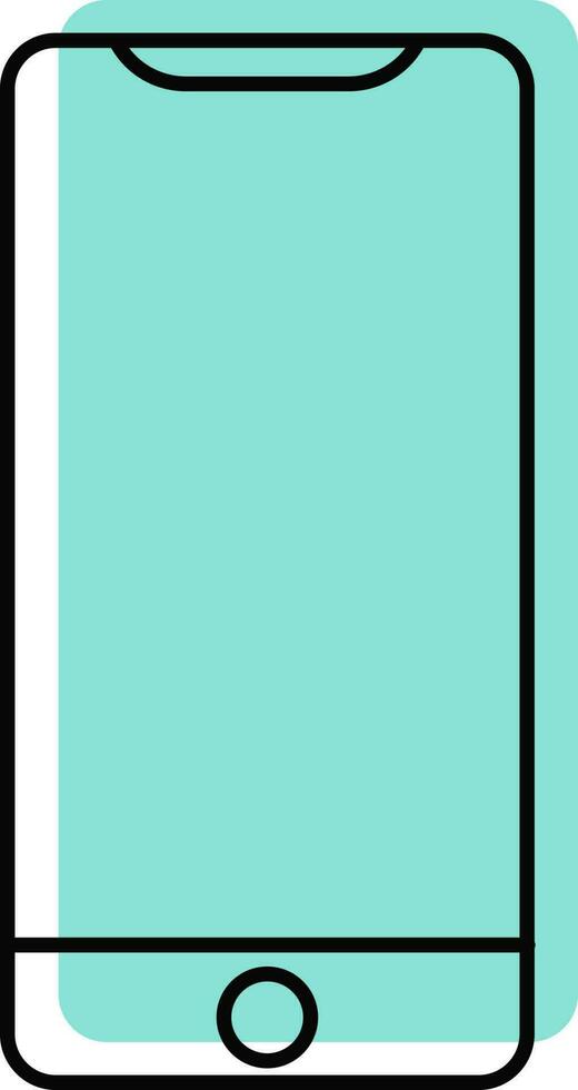 Doddle Style Smartphone Black And Turquoise Icon. vector