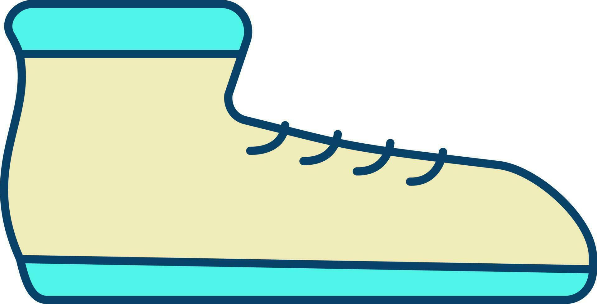 Flat Style Shoes Yellow And Turquoise Icon. vector