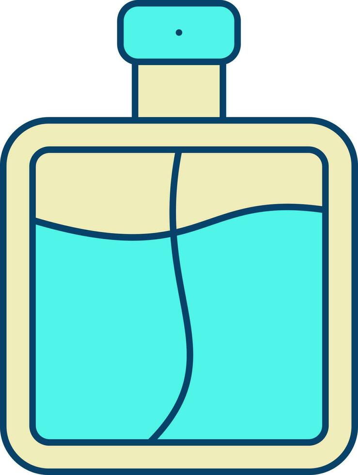 Perfume Square Bottle Yellow And Turquoise Icon. vector