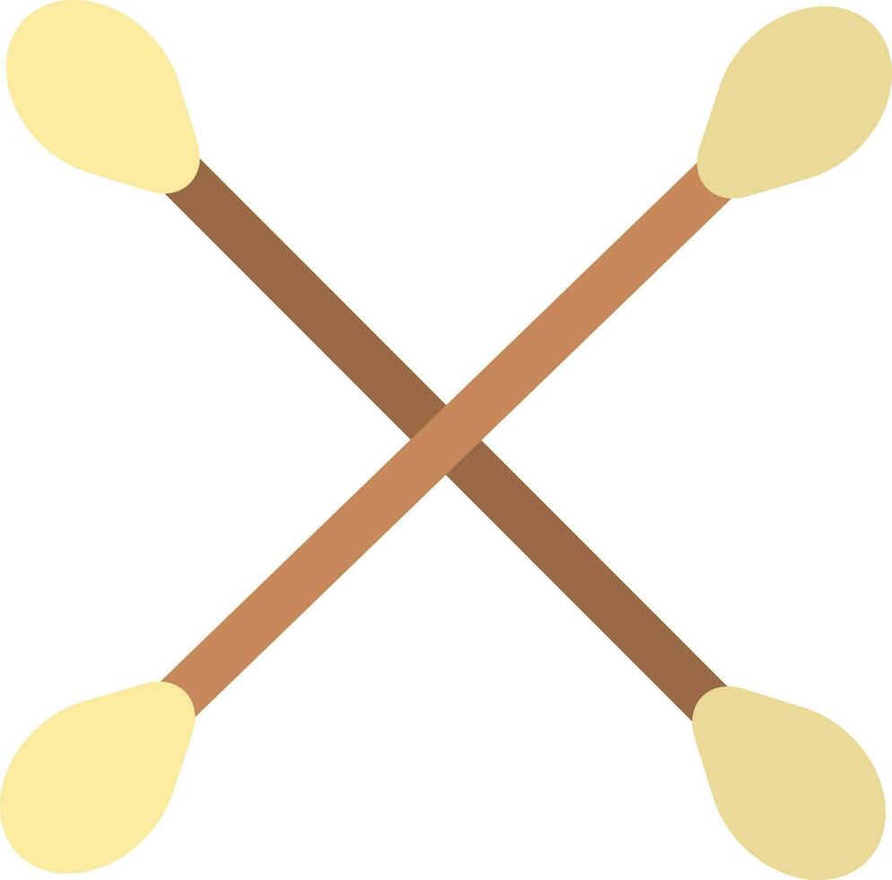 amarillo y marrón ilustración de cruzar algodón brotes plano icono. vector