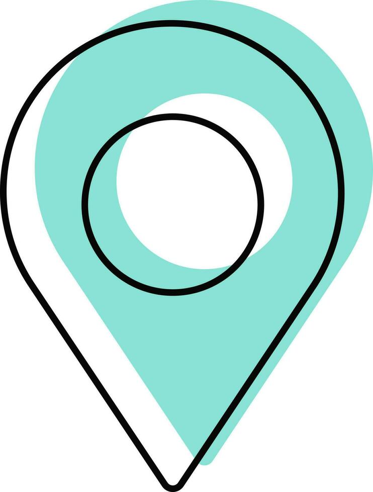 Black And Turquoise Map Pin Icon In Doodle Style. vector