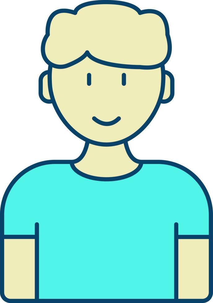 Stylish Young Boy Cartoon Yellow And Turquoise Icon. vector