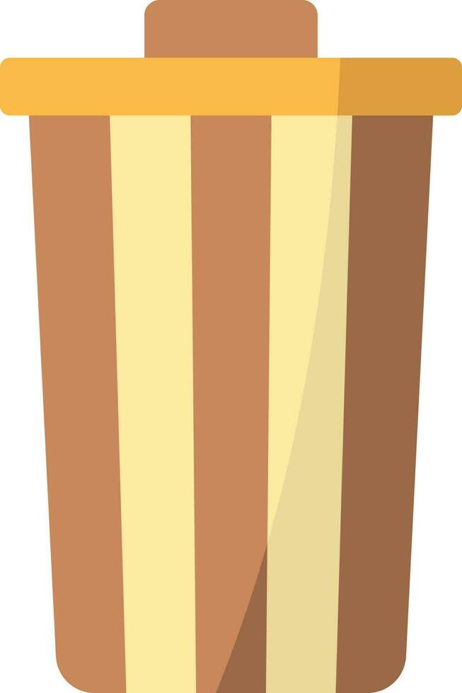 Yellow And Brown Dustbin Icon In Flat Style. vector