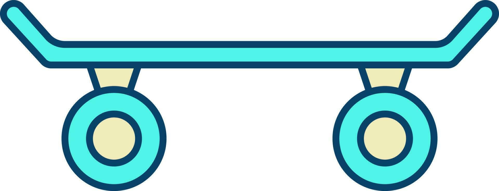 Turquoise Skateboard Icon In Flat Style. vector