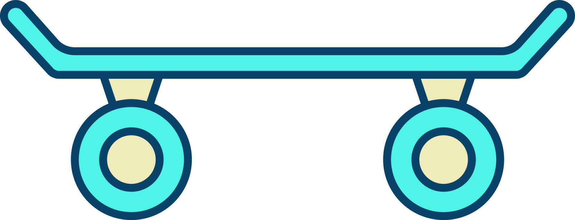 Turquoise Skateboard Icon In Flat Style. vector