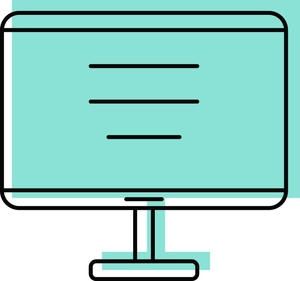 Flat Illustration Of Monitor Turquoise And Black Icon. vector
