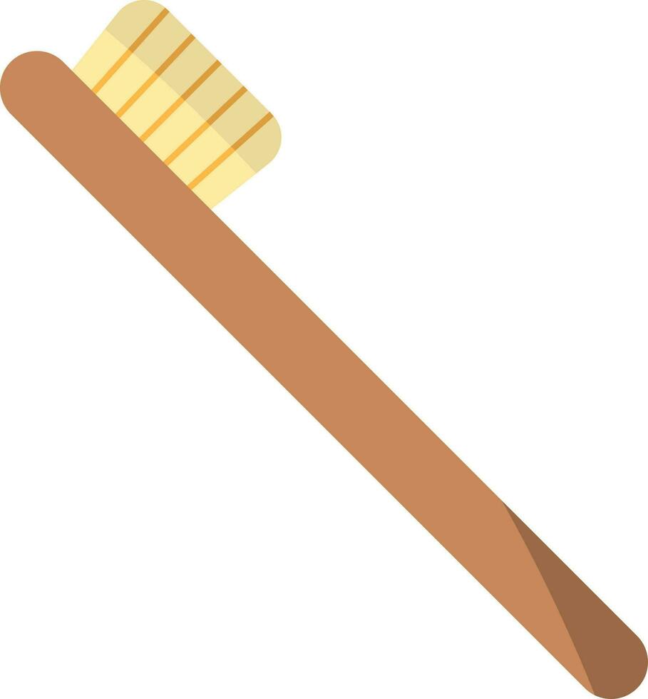 Isolated Toothbrush Flat Icon In Yellow And Brown Color. vector