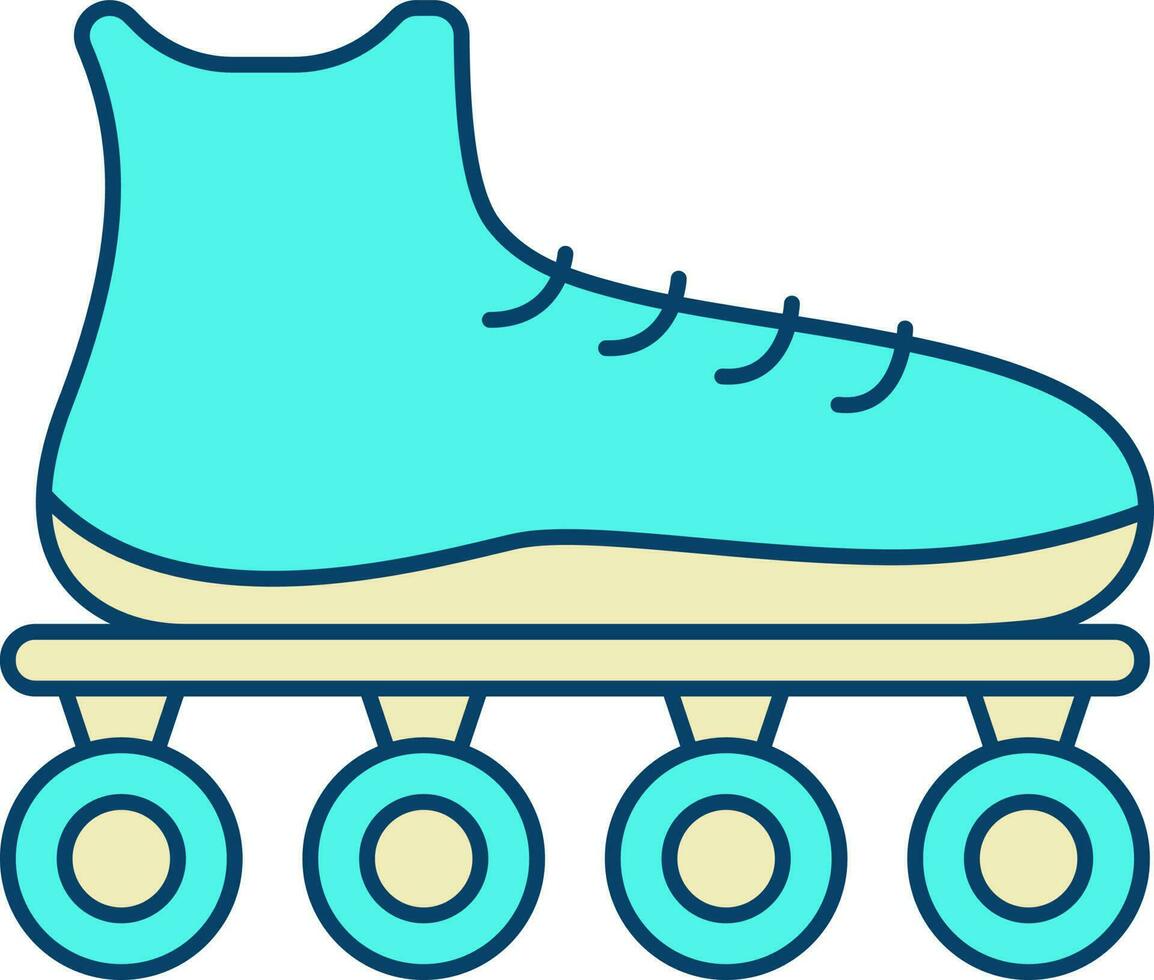 Skating Shoes Yellow And Turquoise Icon. vector