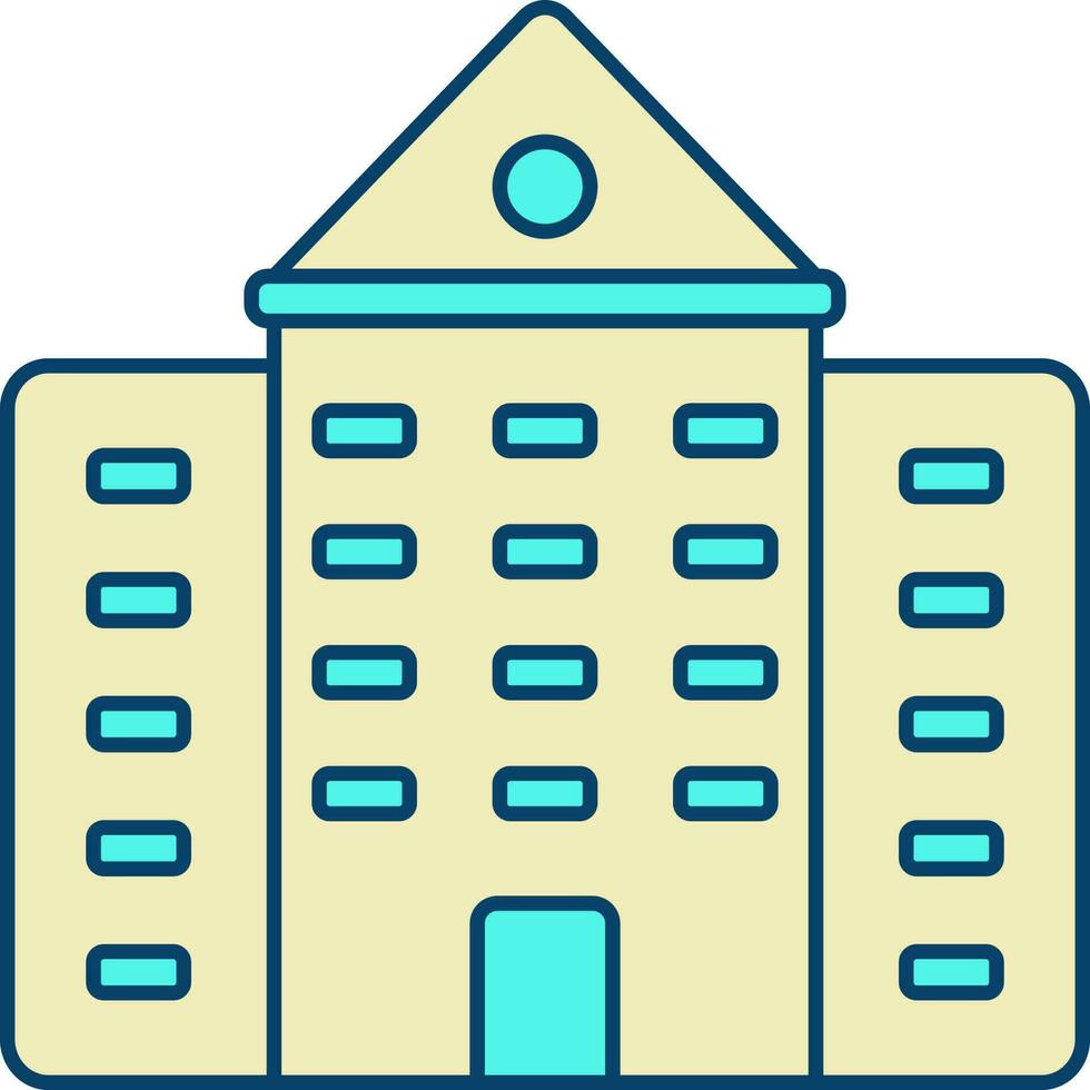 Yellow And Turquoise Building Flat Icon. vector