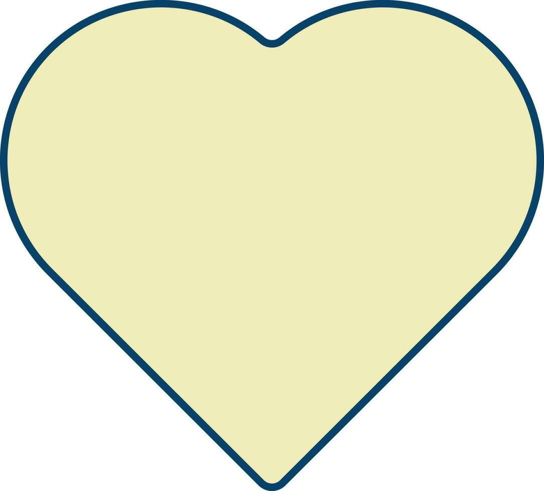 Yellow Heart Shape Icon On White Background. vector