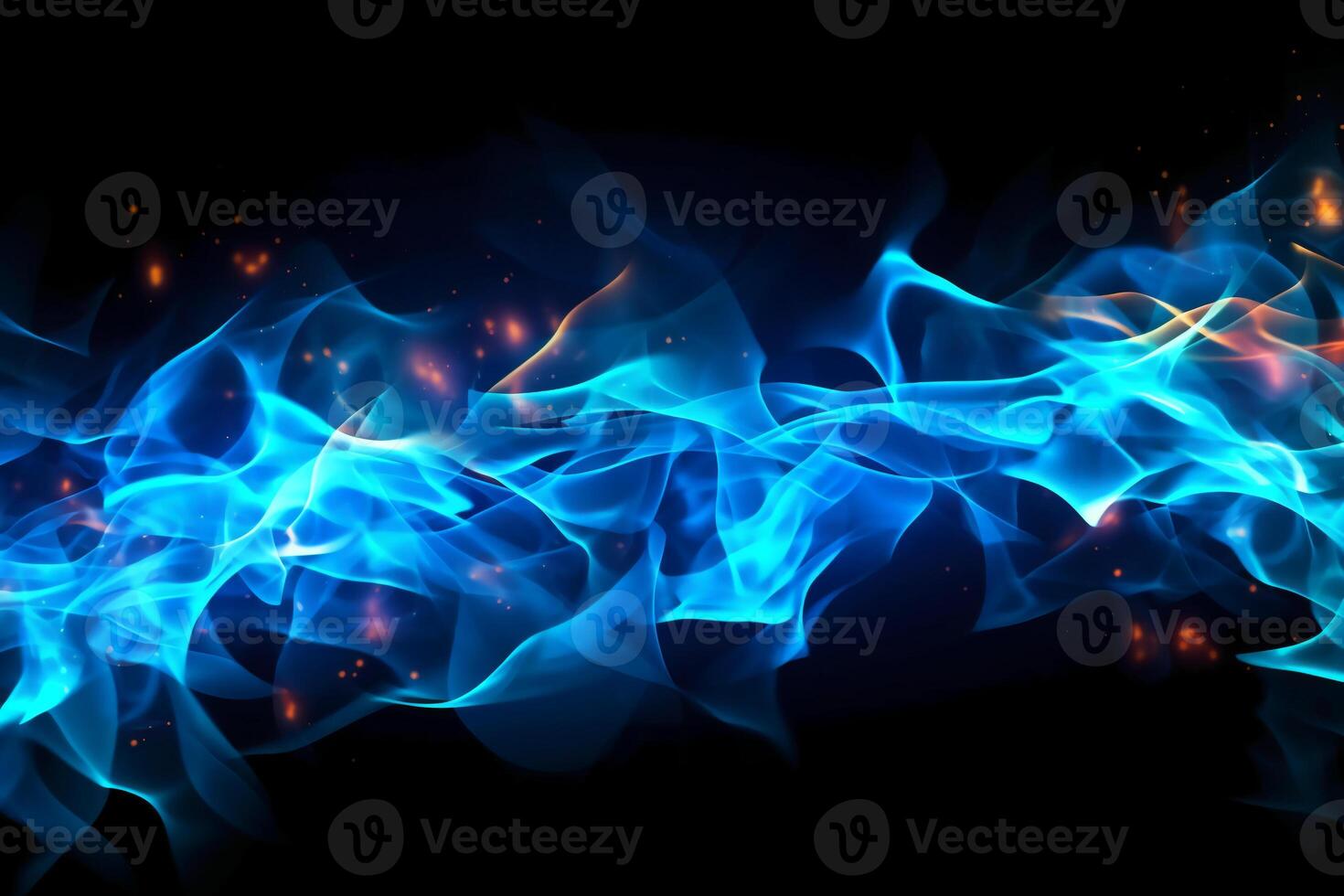 Drawn neon color blue, Burning flame background material abstract hand. photo