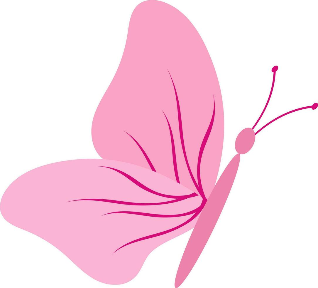 Isolated Pink Butterfly Icon In Flat Style. vector