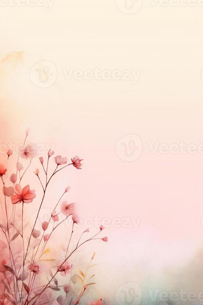 light pink background paper texture tiny petal flower painting in watercolor style. photo