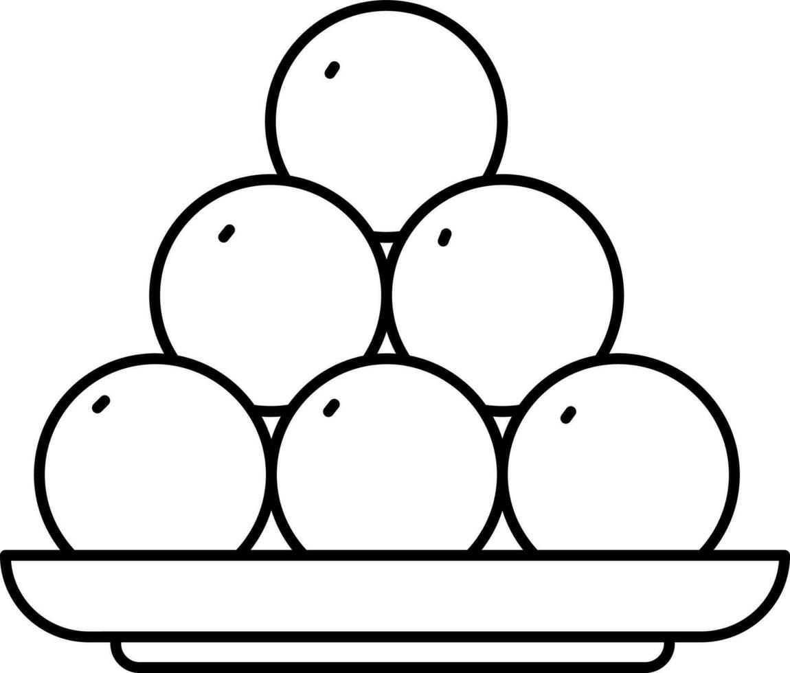Sweets Balls Bowl Black Outline Icon. vector