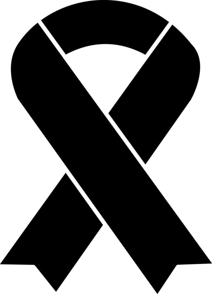 Isolated Black Awareness Ribbon Icon In Flat Style. vector