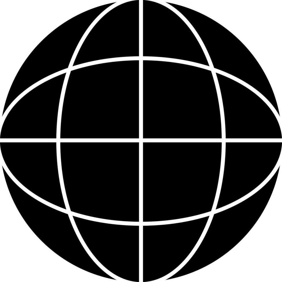 Flat Style Wireframe Globe Icon In Glyph Style. vector