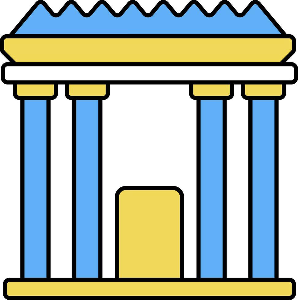 Isolated Second Temple Icon In Yellow And Blue Color. vector