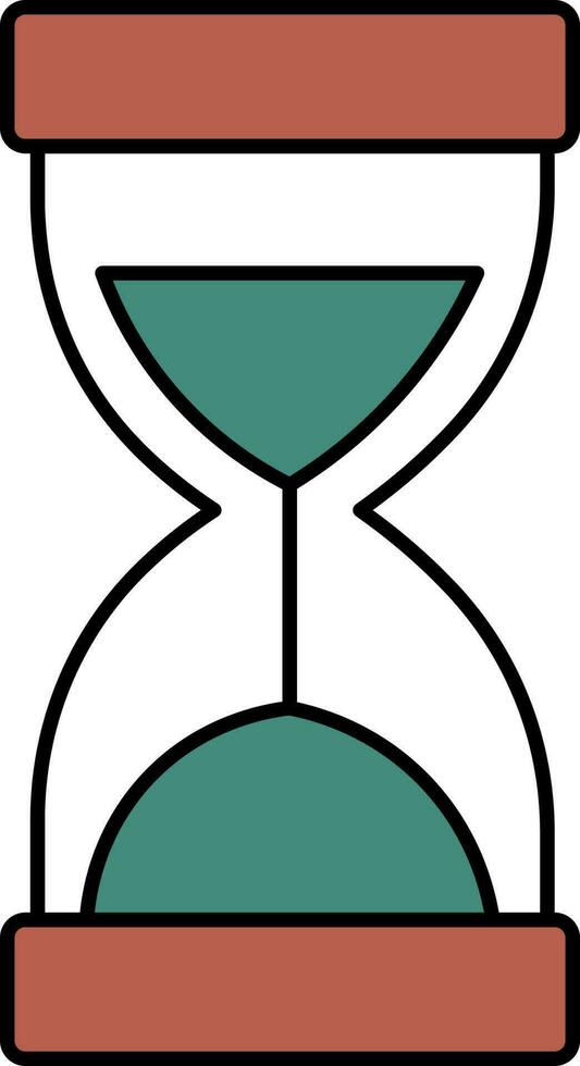 Teal Green And Brown Hourglass Icon In Flat Style. vector