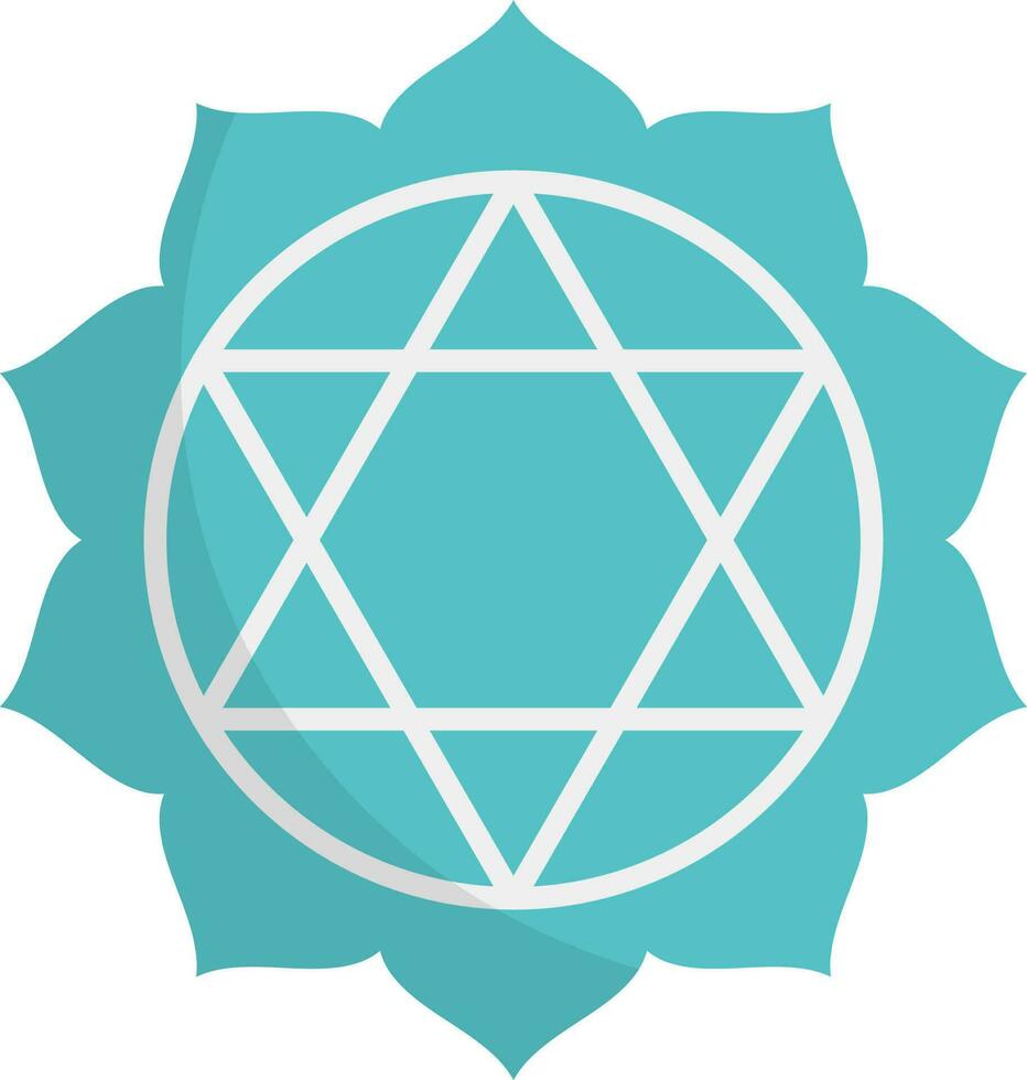 Blue Illustration Of Anahata Symbol Icon In Flat Style. vector
