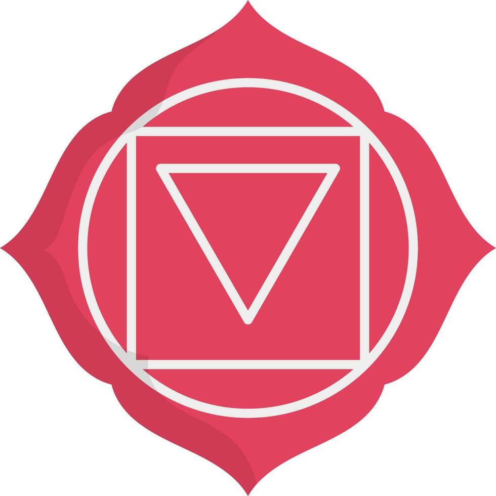 Red Anahata Symbol Icon In Flat Style. vector