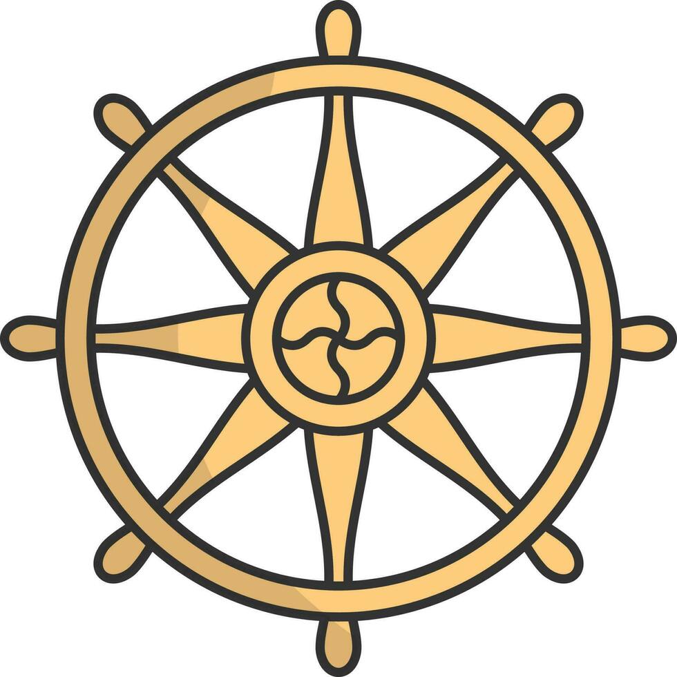Illustration Of Dharma Chakra Icon In Flat Design. vector